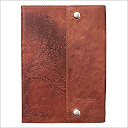 Stand Firm in The Lord Philippians 4:1 Brown Full Grain Leather Journal/Notebook Inspirational Notebook w/Button Snap Closure, 400 Lined Pages with Scripture, 6 x 8.5 Inches