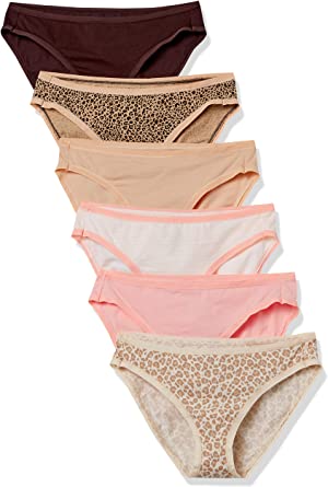 Amazon Essentials Women's Cotton Stretch Bikini Panty, 6-Pack