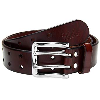Falari Men's Full Grain Leather Belt Double Prong Belt 9004 & 9024