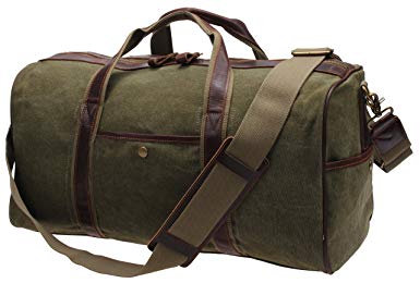 Iblue Weekend Travel Bag Mens Duffel Bag Vinatge Canvas Leather B003