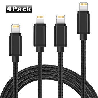 [4Pack] Lightning Cable, ADDAO [3FT 6FT 6FT 10FT] Charge Cable, Nylon Braided iPhone Lightning Cable to USB Charging and Syncing Cord Apple Charging for iPhone, iPad, iPod