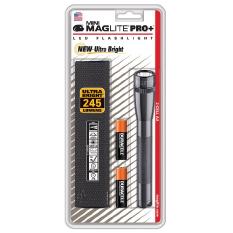 Maglite Mini PRO  LED 2-Cell AA Gray Flashlight with Holster