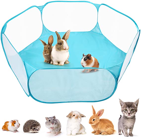 PrimePets Upgraded Small Animal Playpen, Waterproof Outdoor/Indoor Pet Pop Open Exercise Fence, Guinea Pig CC Cage Tent, Breathable Portable Yard Fence for Guinea Pig, Rabbits, Hamster