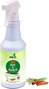 Spritz Organic Pest Control Spray – Ant and Roach Spray – 100% Natural Pests Repellent – Kills & Repells Ants and Roaches Instantly–Lemongrass Oil, and Cinnamon Oil – Safe for Kids and Pets – 16 oz