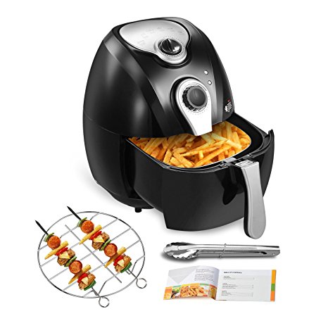 KUPPET YA100 Oilless Hot Air/Deep Fryer with Basket 4.4QT- Non Stick & Detachable Dishwasher Safe-Timer Temperature Control-8-in-1-6 Cooking Presets-1300W-Black