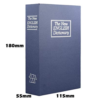 Champs Dictionary Diversion Book Safe with Key Lock for Home, Business [Blue, Metal, Small Size, 7.08in x 2.16in x 4.5in]