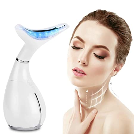 Facial neck massager anti-wrinkle, LED Photon Therapy Neck and Face Lifting Massager Vibration Skin Tighten Reduce Double Chin Anti-Wrinkle Remove Device