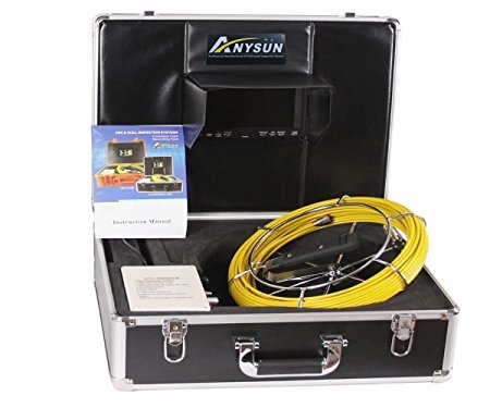 Anysun Drain Pipe Sewer Video Inspection Camera  Sony CCD 7"Color LCD Monitor DVR Recorder DVR 30 meters /100foot 4GB TF Endoscopy Video Snake Camera