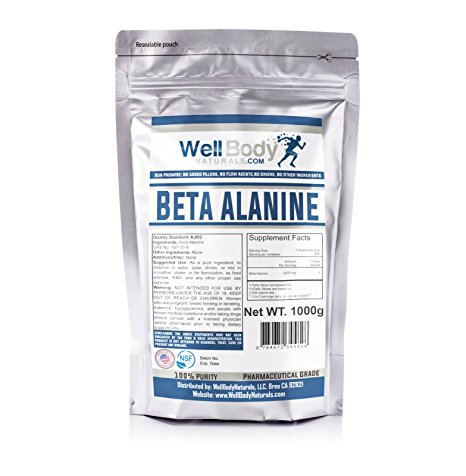 WellBodyNaturals 100% Pure Beta Alanine Powder ( 1000 grams )