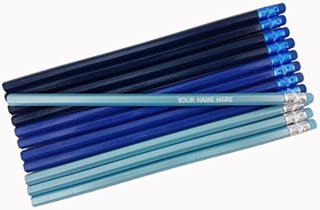 ezpencils - Personalized Shadows of Blue Hexagon Pencils - 12 pkg - ** FREE PERZONALIZATION **