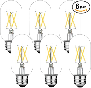 LiteHistory E26 Edison Bulb 6W Equivalent E26 LED Bulb 60 Watt Dimmable Neutral White 4000K E26 Light Bulb AC120V 600lm Tubular T14 T45 LED Bulb for Pendant,Sputnik,Vanity,Chandeliers Pack of 6