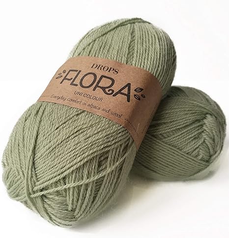 65% Wool 35% Alpaca Yarn, Drops Flora, 1 or Superfine, Fingering Weight, 4 ply, 1.8 oz 230 Yards per Ball (16 Pistachio)