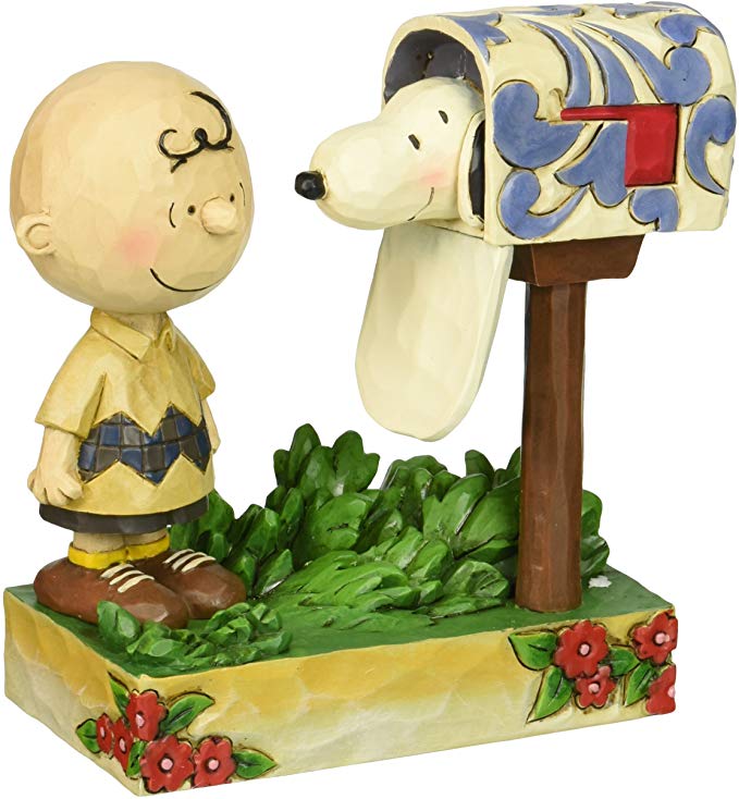 Jim Shore for Enesco Peanuts Charlie Brown & Snoopy Mailbox Figurine, 5"