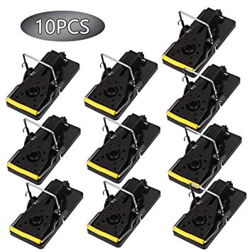 FEALING Mouse Traps, Reusable Mousetraps Mouse Catcher Rodent Trap Snap Mice Traps Mice Kill Mouse Control for Small Mice, Indoors & Outdoors (10 Pack) (Black1)