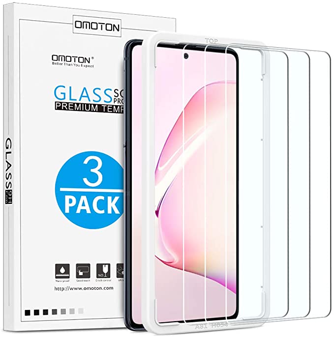 OMOTON [3 Pack] Screen Protector for Samsung Galaxy Note 10 Lite, Alignment Frame/Tempered-Glass/Bubble Free Galaxy Note 10 Lite Screen Protector