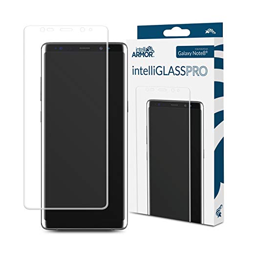 Galaxy Note 8 intelliGLASS PRO - The Smarter Samsung 3D Glass Screen Protector by intelliARMOR To Guard Against Scratches and Drops. HD Clear With Max Touchscreen Accuracy.