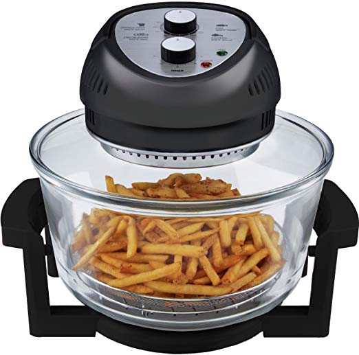 Big Boss Oil-less Air Fryer, 16 Quart, 1300W, Easy Operation with Built in Timer, Dishwasher Safe, Includes 50  Recipe Book - Black