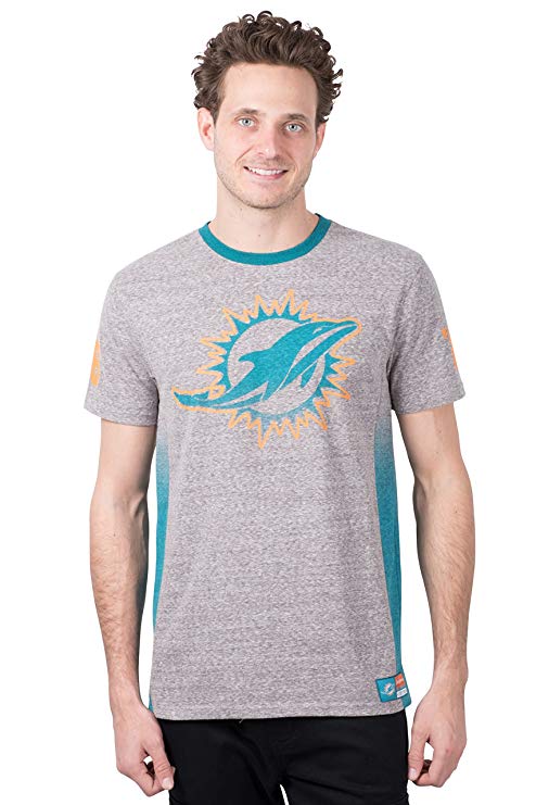Icer Brands NFL mens NFL Men's Ombre Vintage Style Short Sleeve T-Shirt, Team Logo Gray