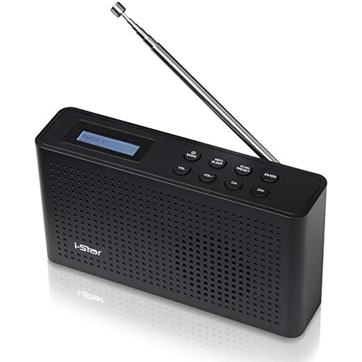 DAB & DAB  Digital and FM Radio by i-Star| Portable and Rechargeable Wireless Personal Radio with Stereo Speaker Sound System | Mains Powered USB Charging with Battery | Retro Kitchen Radio (Black)