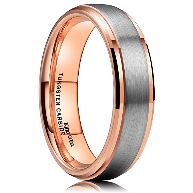 King Will Duo Unisex 5mm 6mm 7mm 8mm 18k Rose Gold Plated Tungsten Carbide Ring Two Tone Wedding Band