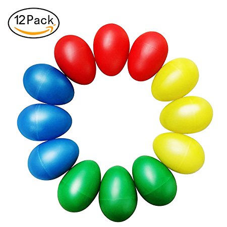 Kabi 12pcs Plastic Egg Shakers Set with 4 Different Colors,Percussion Musical Egg Maracas Child Kids Toys