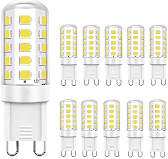 Jpodream G9 LED Bulbs 5W Equivalent to 40W Halogen Bulbs, No Flicker, Cool White(6000K), G9 Socket Energy Saving Light Bulbs, Non-Dimmable, AC 220-240V, 10 Pack [Energy Class A  ]