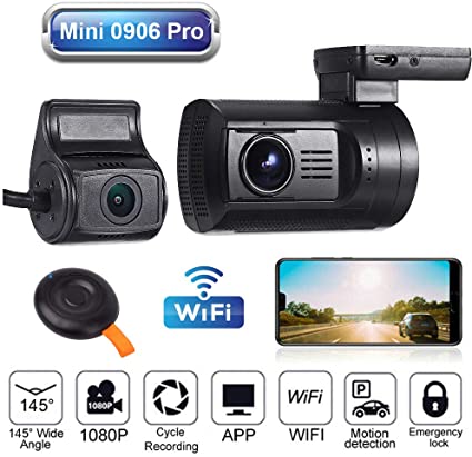 Blueskysea Mini 0906 PRO Dual Lens 1080P Dash Cam Front and Rear Dash Camera WiFi GPS Car Camera Recorder Sony IMX327 Loop Recording Night Vision