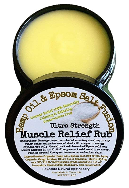 Concentrated Epsom Salt Massage Muscle Salve Rub for Ache & Pain Relief, Epsom Salt Fusion in Therapeutic Essential Oil Synergy 100% Natural 2.3 oz Jar