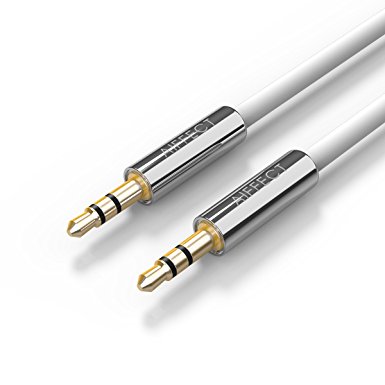 AIFFECT 3.5mm Premium Auxiliary Audio Cable, 3.3 ft Male to Male Aux Cable for Samsung Galaxy, iPhone, iPod, Nexus and More - Silver
