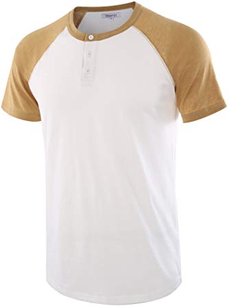 Vetemin Men's Casual Short Sleeve Raglan Henley T-Shirts Baseball Shirts Tee