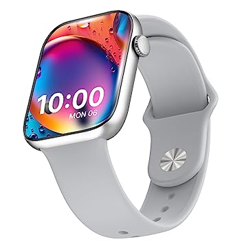 CrossBeats Stellr Largest 2.01" Super AMOLED Always ON Bluetooth Calling Smartwatch with Rotating Crown, Built-In Games, Alarm, Calculator, 500  Watch Faces, and Blood Oxygen Heart Rate Monitor -Silver