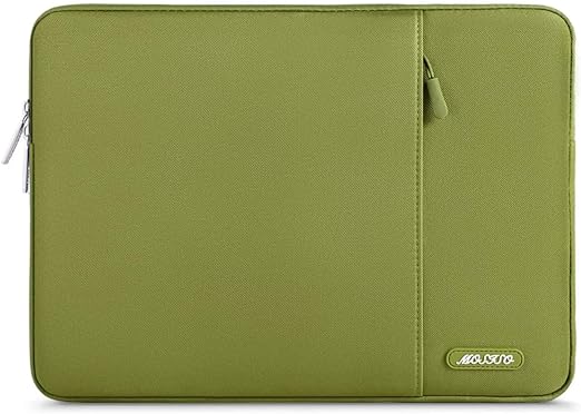 MOSISO Laptop Sleeve Bag Compatible with 13-13.3 inch MacBook Pro, MacBook Air, Notebook Computer, Water Repellent Polyester Vertical Protective Case with Pocket, Chartreuse