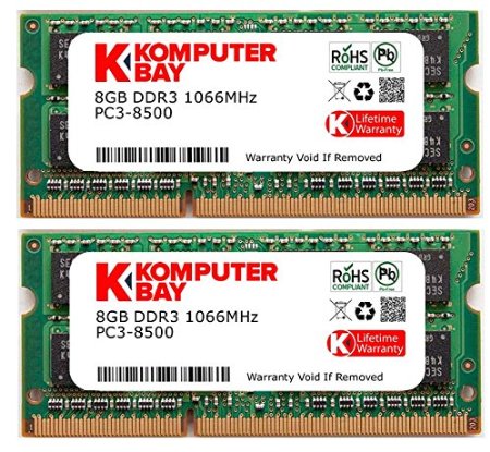 Komputerbay 16GB Dual Channel Kit 2x 8GB 204pin DDR3-1066 SO-DIMM 1066 PC3-8500 (1066MHz, CL7) for Apple