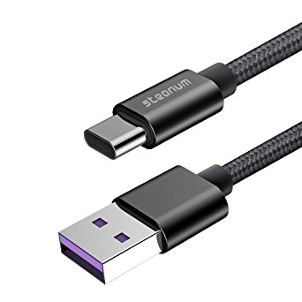 USB Type C Cable, Steanum USB C to USB 3.0 Braided Nylon Charging Cable (3.3ft/1m) SuperCharge 5A for Huawei Mate 9 /9 Pro/ Porsche Design /P10/P10 Plus – Black