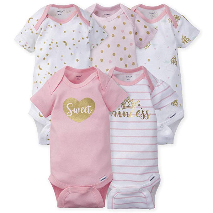 Gerber Baby Girls' 5-Pack Variety Onesies Bodysuits