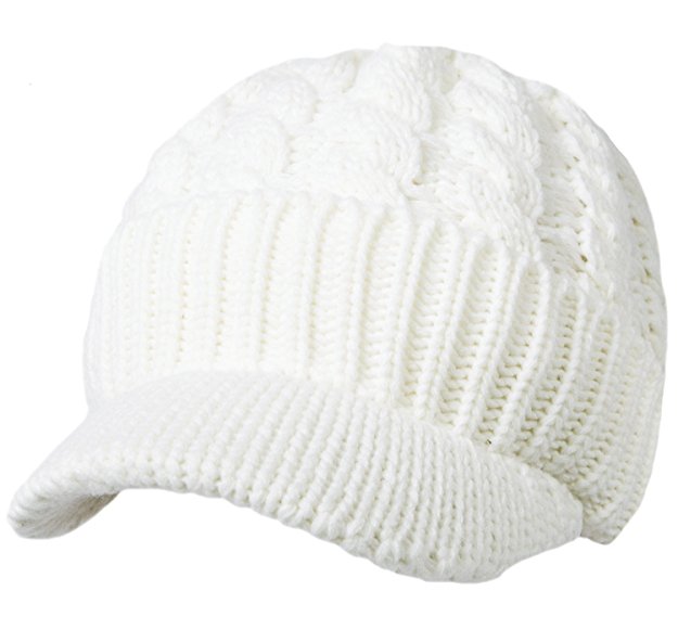Sierry Cable Knit Hat, Warm Knit Beanie Winter Caps with Visor Brim