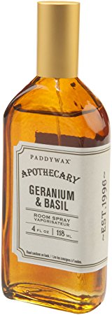 Paddywax Apothecary Collection Deodorizing Room Spray, 3.7 Ounces, Geranium Basil
