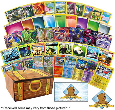 200 Plus Pokemon Cards Lot Including 100 Pokemon Cards - 100 Energy Cards - 3 GX Ultra Rares - 4 Rares - 3 Holo Foils! Learn How to Play Pokemon TCG Instructions! Golden Groundhog Treasure Chest!