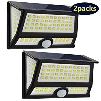 CREATIVE DESIGN Solar Lights Outdoor, 102 LED Solar Motion Light Wall Light Solar Garden Light with 3 Modes Wide Angle for Patio Yard Deck Garage Porch Stairway Driveway