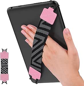 MoKo Security Hand-Strap for 9-11 Inch Tablet, iPad/iPad Pro/iPad Air/Kindle Fire HD/Samsung, High-Elasticity Versatile Hand Strap Lightweight Finger Grip Holder, Pink