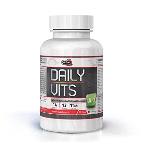 Pure Nutrition USA Daily Vits Multivitamins Minerals Sports Dietary Supplement Pack Men Women 100 Tabs