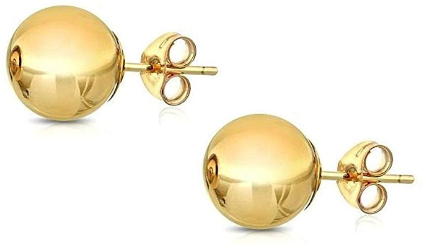 14K Gold Ball Stud Earrings, Sizes 3MM-8MM (Yellow Gold, White Gold, Rose Gold)