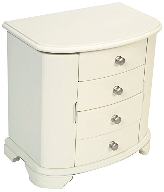 Mele & Co. Kaitlyn Upright Musical Jewelry Box in White Finish