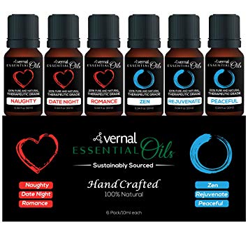 Vernal Hand Crafted Valentines Day Gift Essential Oil Set,100% Natural&Pure,Top Spa Essential Oil,Best Essential Oil for Home Diffuser,Essential Oil for aromatherapy,meditation,sleeping and massage
