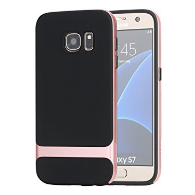 S7 Case, Galaxy S7 Case, ROCK® MOOST [Royce Series] Dual Layer Thin & Slim Shockproof Case for Samsung Galaxy S7 [Black / Rose Gold]