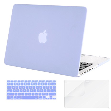 Mosiso - 3 in 1 Macbook Retina 13 Inch Soft-Skin Plastic Hard Case Cover & Keyboard Cover & Screen Protector for Macbook Pro 13.3" with Retina Display No CD-ROM (A1502/A1425), Serenity Blue