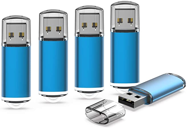 KEXIN 64GB USB Flash Drive 64 gb 5 Pack USB Stick USB Key USB Flash Drive USB Drive 64 GB Key Drives Memory Sticks Thumb Drives Pen Drives Zip Drives USB 2.0, Blue, 5 Pack