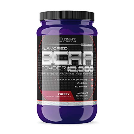 Ultimate Nutrition Flavored BCAA Powder - Caffeine Free with 3g Leucine 1.5g Valine 1.5g Isoleucine - Post Workout Amino Acid Supplement, Cherry, 60 Servings