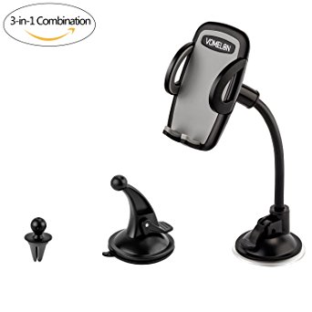 Cell Phone Holder for Car, 3-in-1 Car Phone Holder, Car Mount for iPhone X iPhone 8 8 Plus 7 7 Plus, Sumsung, Google, LG, Huawei and More