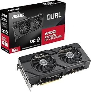 ASUS Dual Radeon RX 7900 GRE OC Edition 16GB GDDR6 Gaming Graphics Card (AMD Radeon RX7900 GRE, PCIe 4.0, 1x HDMI 2.1, 3X DisplayPort 2.1, DUAL-RX7900GRE-O16G)